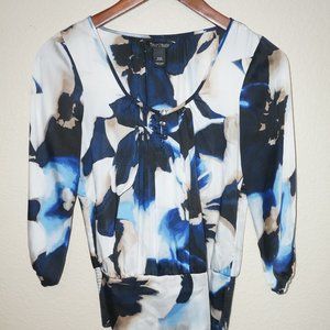 WHBM Floral Pattern 3/4 Sleeve Blouse